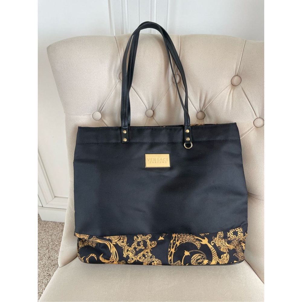 Versace Black and Gold Tote Bag